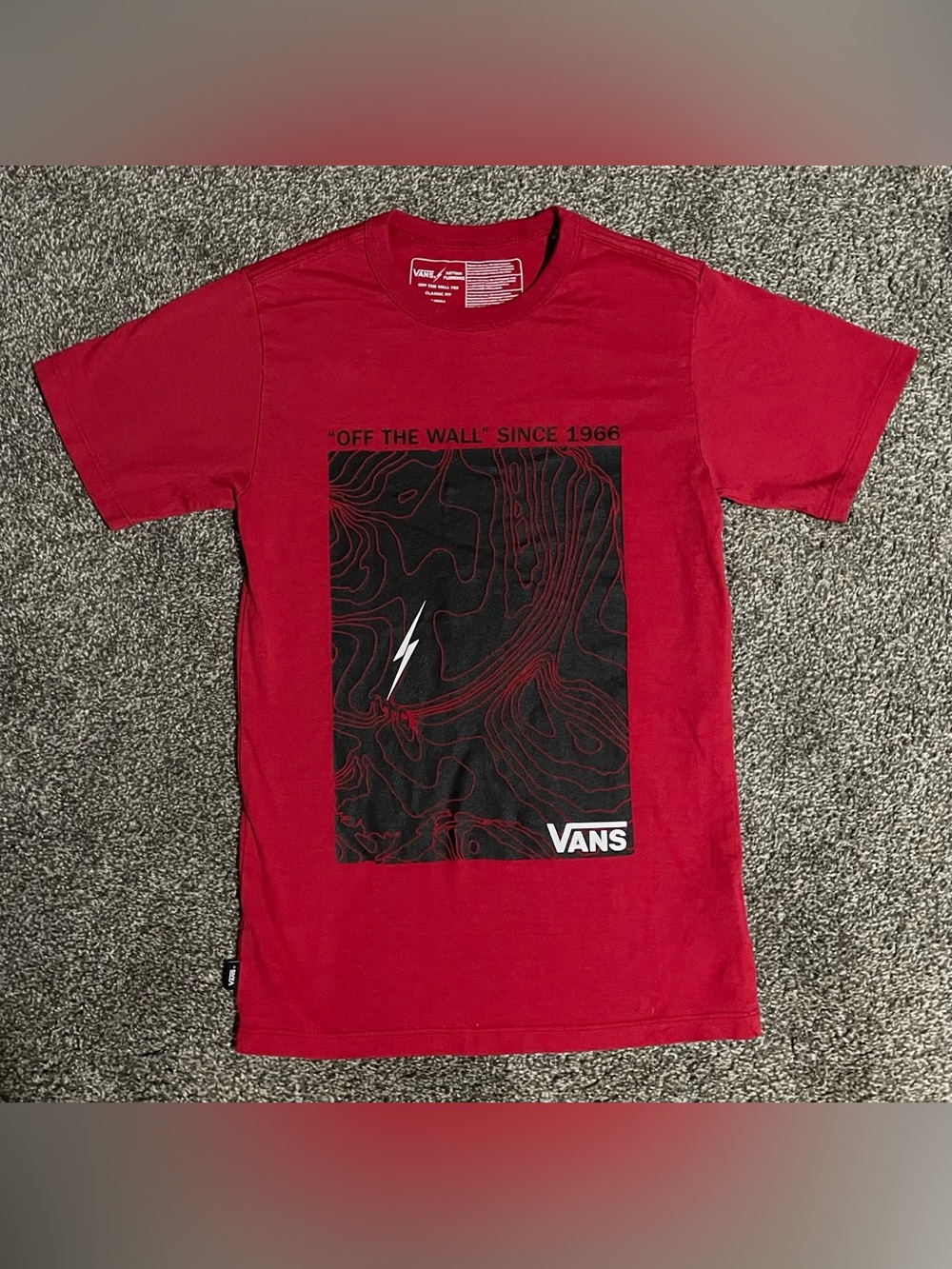 Vans Red Short-Sleeve Tee with Black Graphic Panel